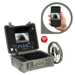 Caméra canalisation Tubicam R23 HD avec sonde 512 Hz positionnée dans une conduite avant localisation en surface